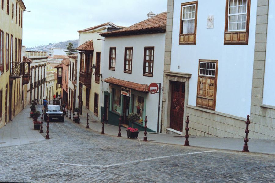 Colonial houses on a cobbled street in La Orotava